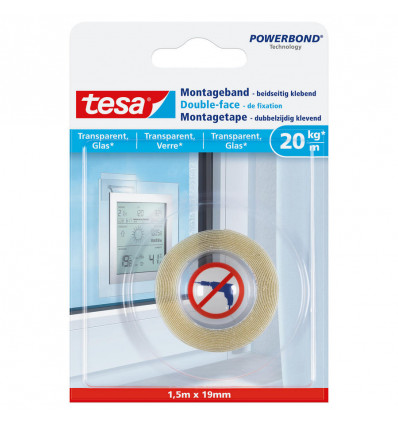 TESA powerbond montagetape transparant 1,5m x 19mm