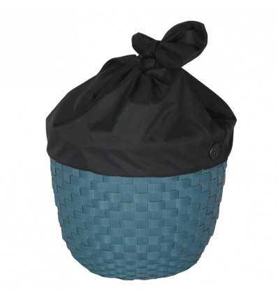 HANDED BY - Mand m/cover rond 23x23x19cm- stone blue/d.grey