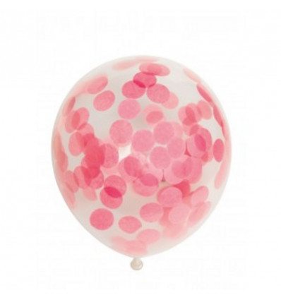 FIESTA 6 ballonnen confetti 30cm - baby roze