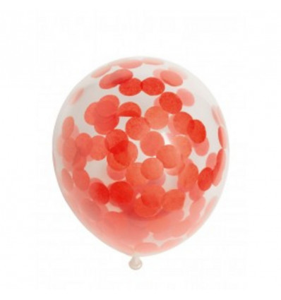 FIESTA 6 ballonnen confetti 30cm - rood