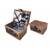 COSY&TRENDY Picknickmand voor 2personen 33x22x16cm - bruin wilg bekleding blauw