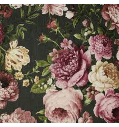Vliesbehang Tapestry - floral charcoal 0,53X10M