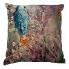 Kussen fluweel - 45x45cm - charming papegaai blauw/ roze