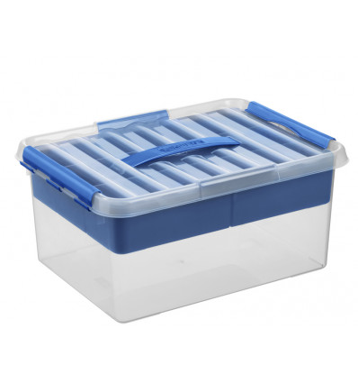 Sunware Q-LINE multi box 15L-transparant blauw met inzetbakje - display