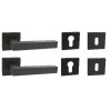 HERMIC Deurkruk recht m/ vierkante rozetten RVS 120MM zwart incl. schroeven