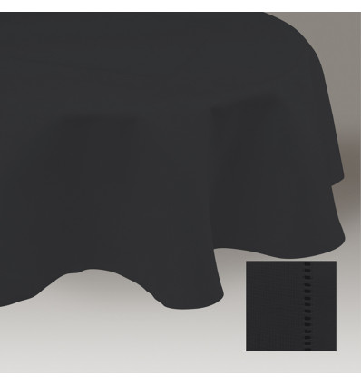 HEMSTITCH Tafelkleed - rond - 180cm - zwart