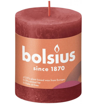 BOLSIUS stompkaars - 8x6.8cm - delicate red rustiek