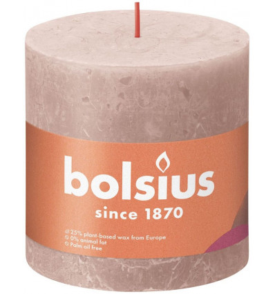 BOLSIUS stompkaars - 10x10cm - misty pink rustiek