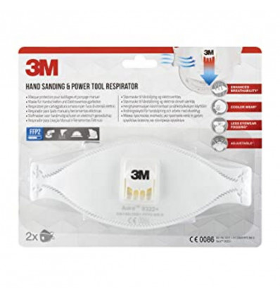 3M Aura Stofmasker v/ handmatig schuren - 9322+ FFP2 ventiel 2ST