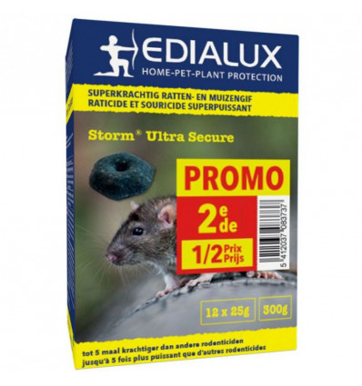 EDIALUX Storm ultra secure - 2x300GR superkrachtig ratten en muizenvergif