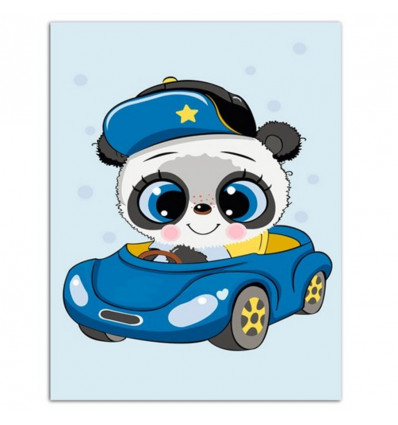 Schilderen op nummer - Panda in auto