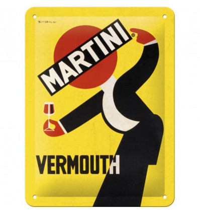Tin sign 15x20cm - Martini waiter yellow
