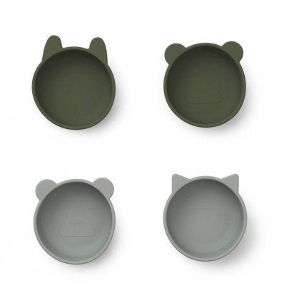LIEWOOD Iggy bowls silicone 4st.- hunter green mix