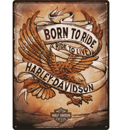 Tin sign 30x40cm Harley Davidson - Born to ride Eagle