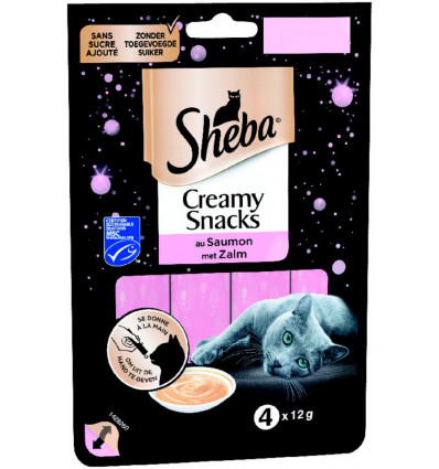 SHEBA C&T Crmy snack ZALM - 4x12g TU UC