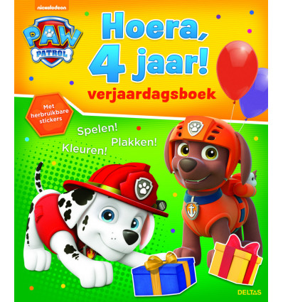 PAW PATROL Hoera, 4jaar! Verjaardagsboek