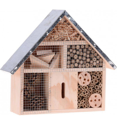 Insectenhotel hout met dak metaal