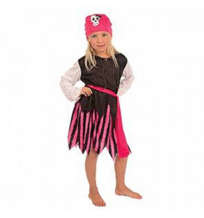 Verkleed kostuum piraat meisje roze- 128