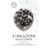 FIESTA 6 ballonnen confetti 30cm - zwart