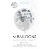 FIESTA 6 ballonnen confetti 30cm- zilver papier