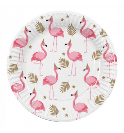 Flamingo - 10 bordjes karton 23cm