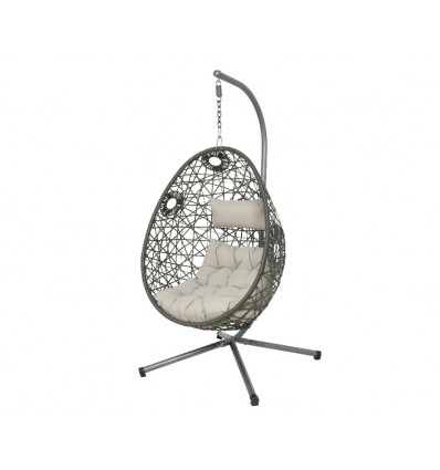 Egg chair figari wicker hangend - 95x198cm - grijs