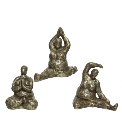 Standbeeld yoga - 17x13x16cm - zilver rustiek antiek ass.(prijs per stuk)TUUC