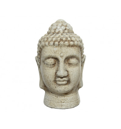 Boeddha beeld hoofd - 19x19x29cm - wit