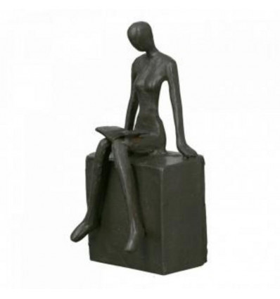 FEELINGS Beeld figuur lezend - 6x6x16cm- brons 10100251