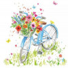 PPD Servetten - 33x33cm - fiets met mand vol bloemen