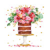 PPD Servetten - 33x33cm - bloemen op taart
