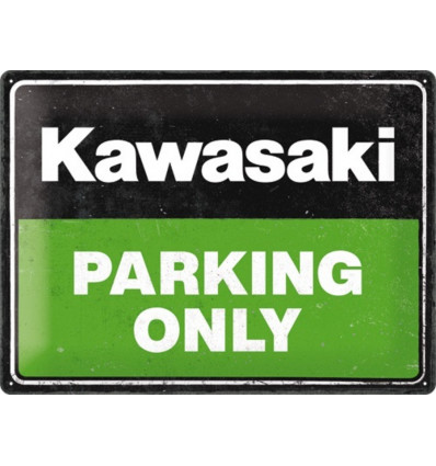 Tin sign 30x40cm Kawasaki - Parking only green