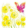 PPD Servetten - 33x33cm - vlinder roze met gele bloemen