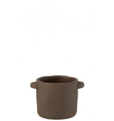 JLINE Pot Gustave cement - 18x14x12.5cm - donker bruin