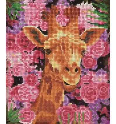 Crystal Art kit - Giraf en bloemen - 21x25cm