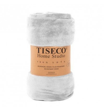 TISECO Cosy plaid microflanel- 130x160cm- licht grijs