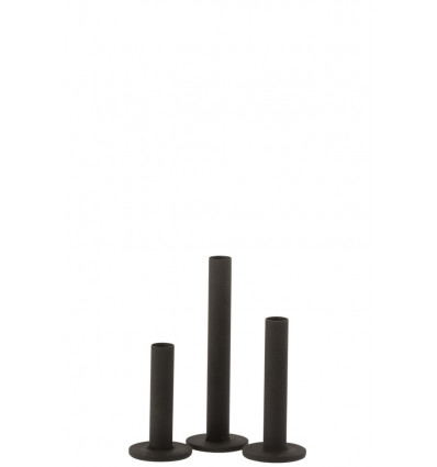 JLine kandelaars laag model - mat 22cm zwart metaal