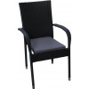 RHODOS stapelstoel - zwart tuinstoel met stoelkussen - wicker stoel met aluframe
