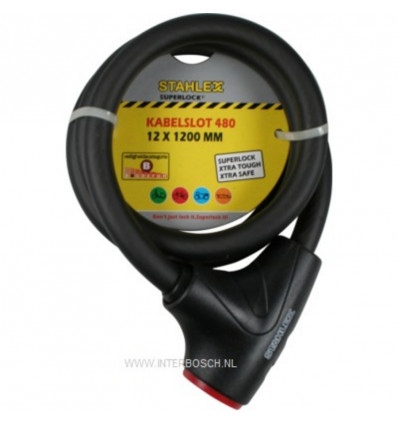 STAHLEX Kabelslot 480 - 12x1200mm - mat zwart fietsslot