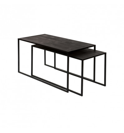 Pomax ESZENTIAL salontafel - 80x40x40cm- zwart sparrenhout/ metaal