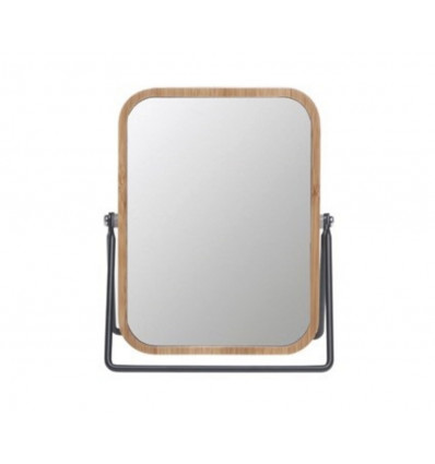 Make-up spiegel rechthoekig - bamboe 3x vergrotend B13.5xH18.5cm
