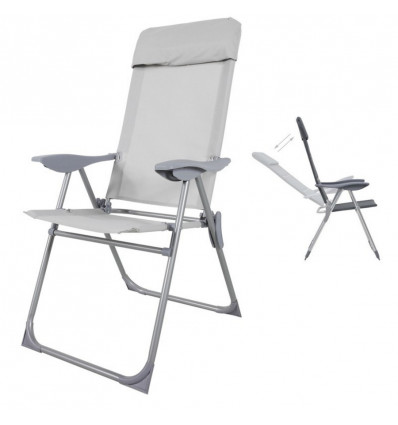 MC5003 / 5004 Alu campingstoel 5posities zilver/ grijs