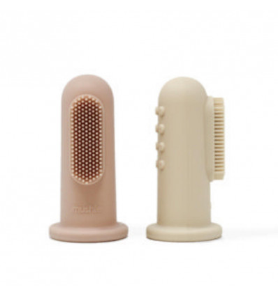 MUSHIE tandenborstels vinger silicone - shifting sand/ blush