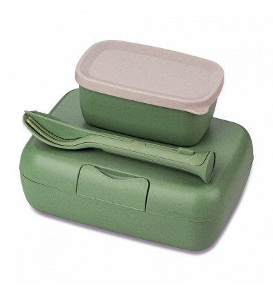 Koziol CANDY READY lunchbox m/ bestek - nature leaf green