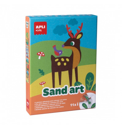 APLI Sand art - 4 gelijmde vellen te kleuren met zand 13749