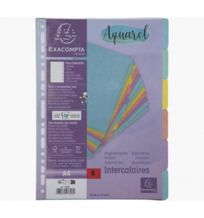 EXACOMPTA Aquarel - Tabbladen A4 6tabs 400g karton
