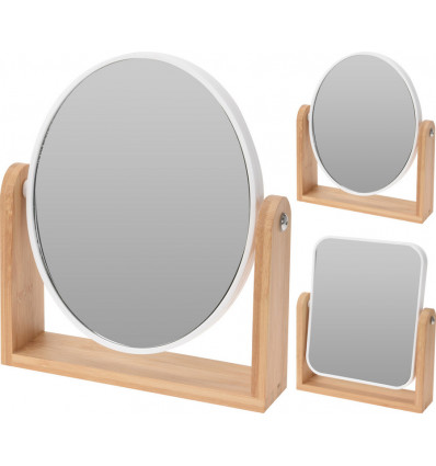 Make-up spiegel op stand bamboe- 18x21cm
