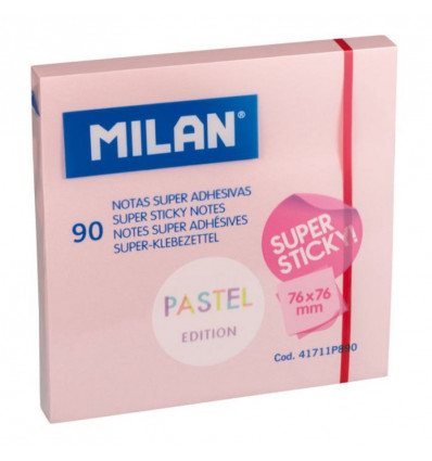 MILAN Super sticky 90blaadjes- 76x76mm - pastel roze