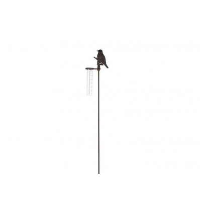 BIRD Tuinsteker met regenmeter - 85cm - zwart metaal