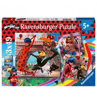 RAVENSBURGER Puzzel 3D - Miraculous Heroes lady bug and cat noir - 3x49st.